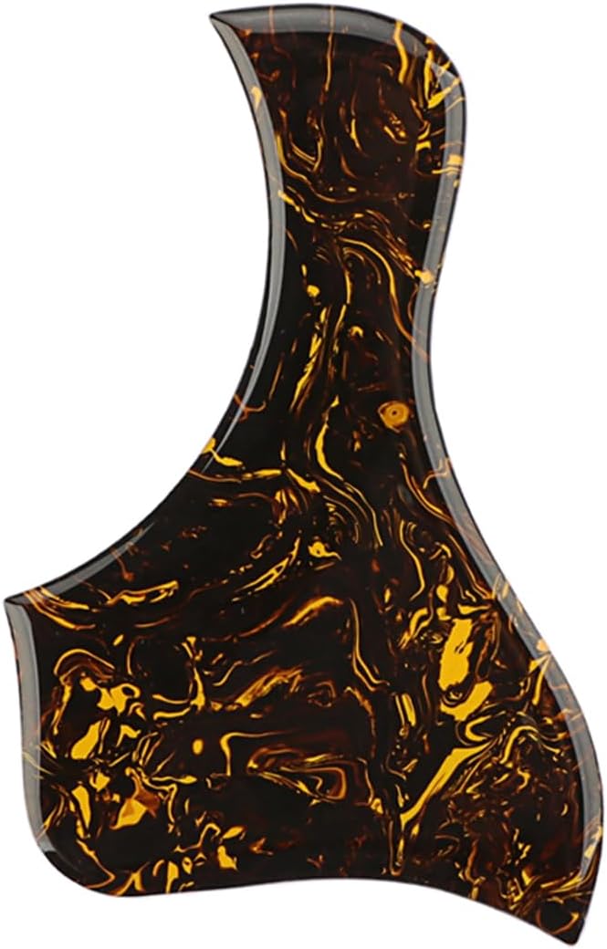 Domofa Acoustic Guitar Pickguard Thick Pick Guard Self Adhesive for Acoustic Guitar Replacement Parts (Yellow Pulp Pattern) - Image 1